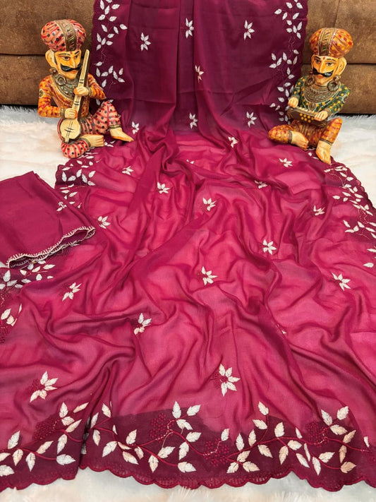 🌸 ZIVAAE Georgette Padding Saree — Graceful, Trendy & Bollywood-Inspired