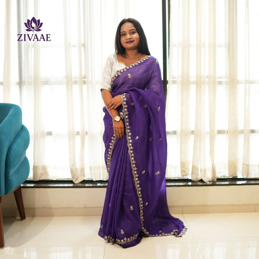 🌸 ZIVAAE Crunchy Chiffon Saree — Elegant, Effortless & Ethereal
