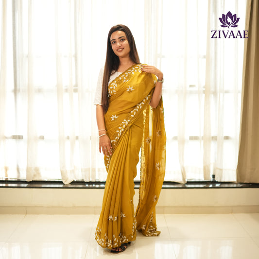 🌸 ZIVAAE Georgette Padding Saree — Graceful, Trendy & Bollywood-Inspired