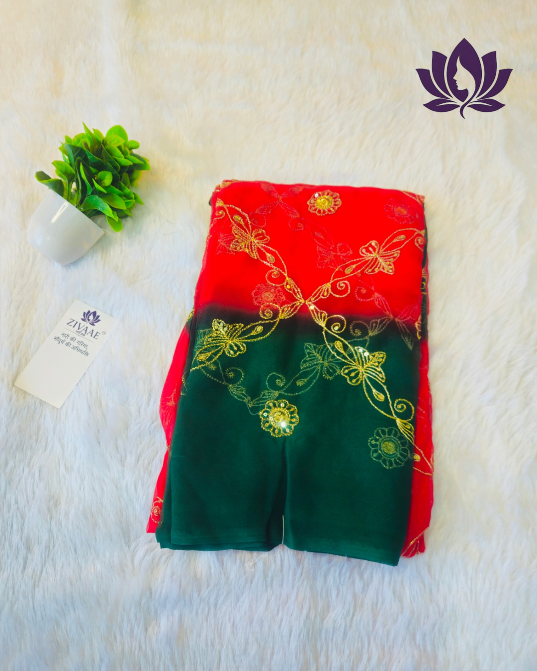 ZIVAAE Rajputi Darbari Jorgate Saree — Full Jaal Embroidery Work