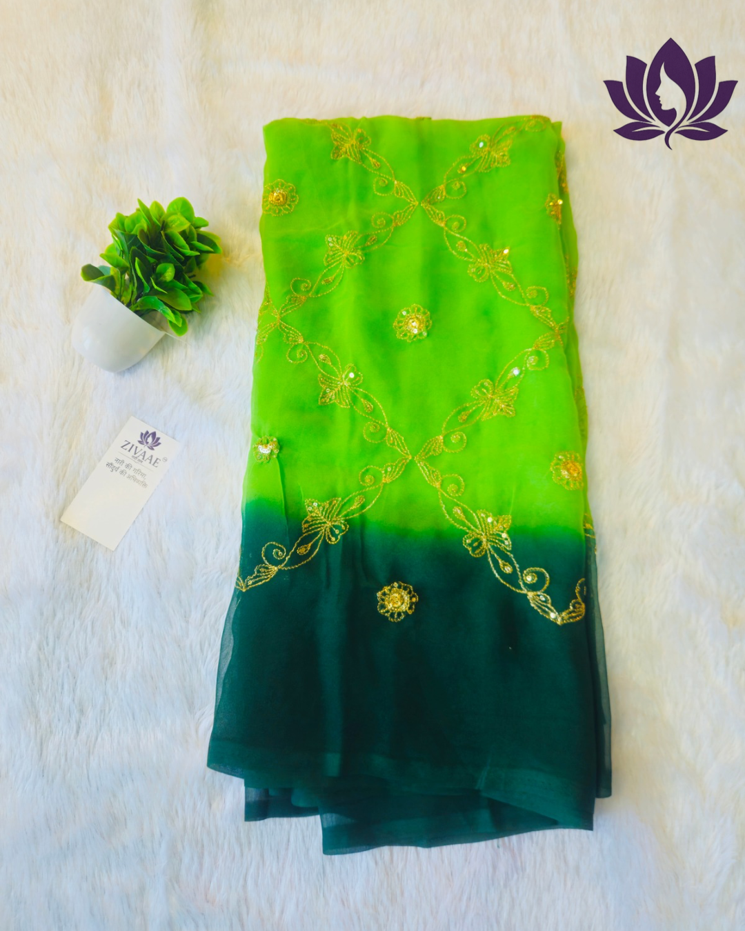 ZIVAAE Rajputi Darbari Jorgate Saree — Full Jaal Embroidery Work