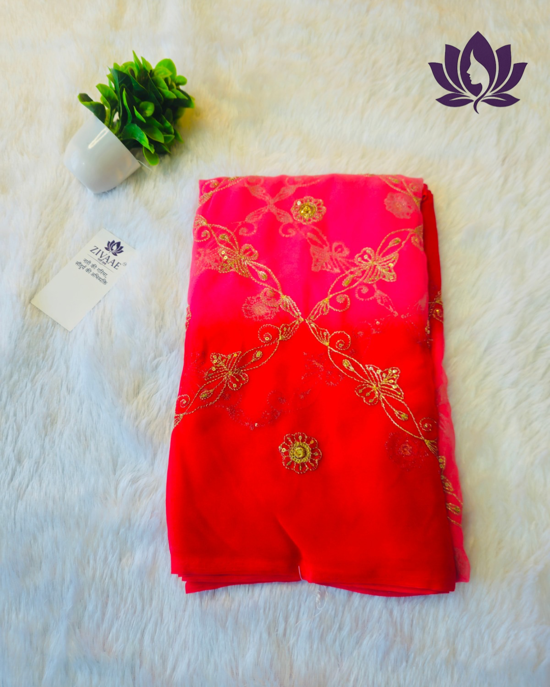 ZIVAAE Rajputi Darbari Jorgate Saree — Full Jaal Embroidery Work