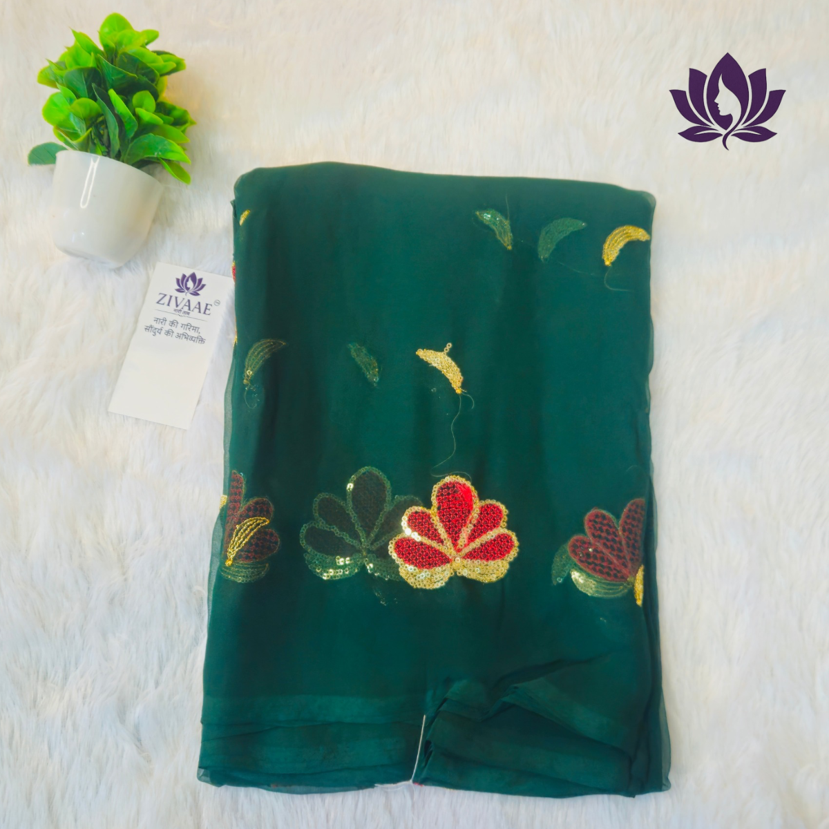 ZIVAAE Premium Butta Work Georgette Saree — a perfect blend of Rajputi Darbari elegance and modern minimal charm.