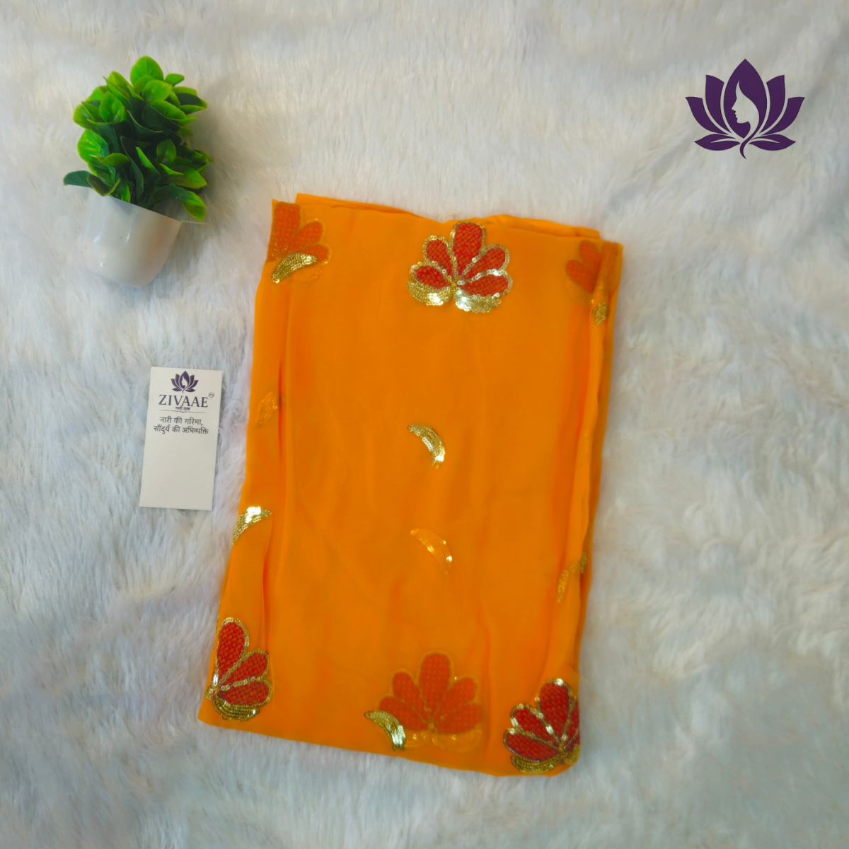 ZIVAAE Premium Butta Work Georgette Saree — a perfect blend of Rajputi Darbari elegance and modern minimal charm.