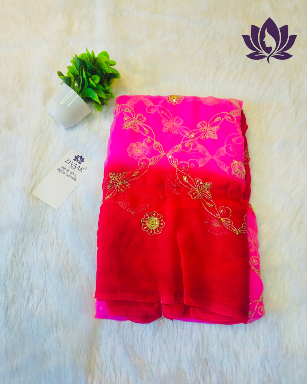 ZIVAAE Rajputi Darbari Jorgate Saree — Full Jaal Embroidery Work