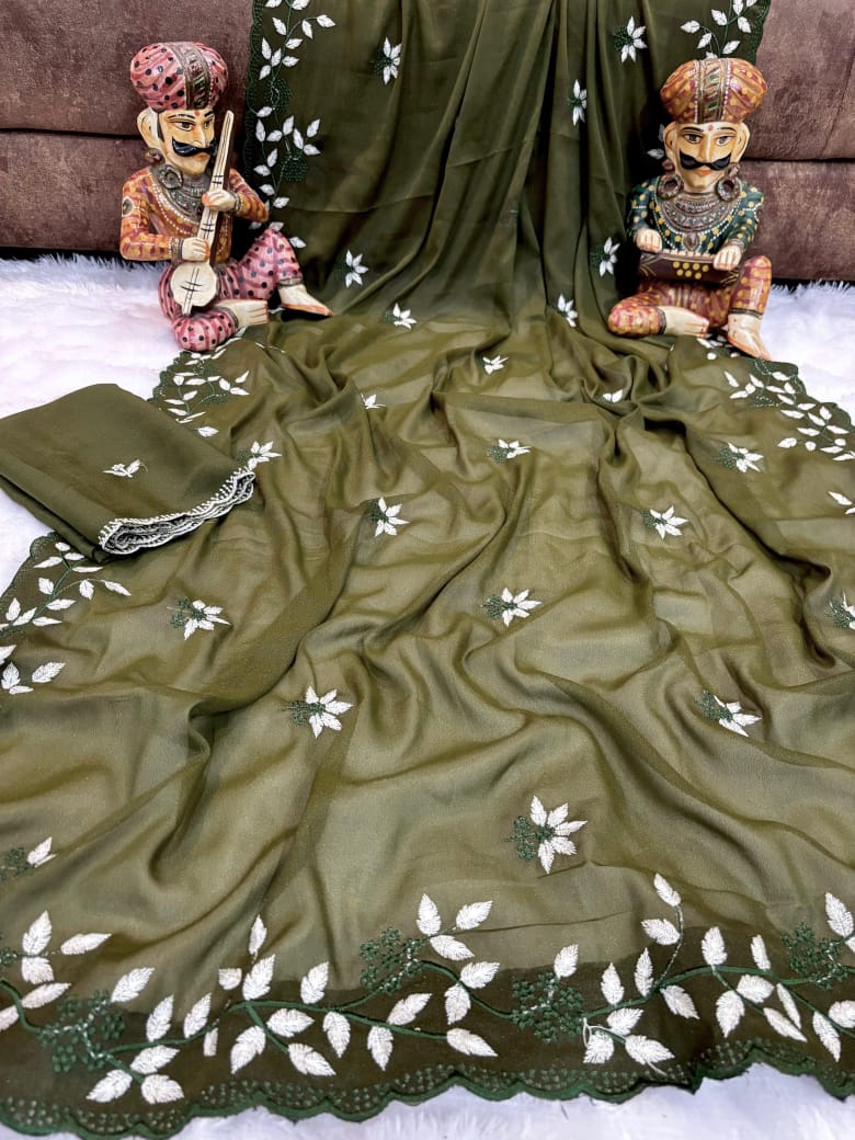 🌸 ZIVAAE Georgette Padding Saree — Graceful, Trendy & Bollywood-Inspired