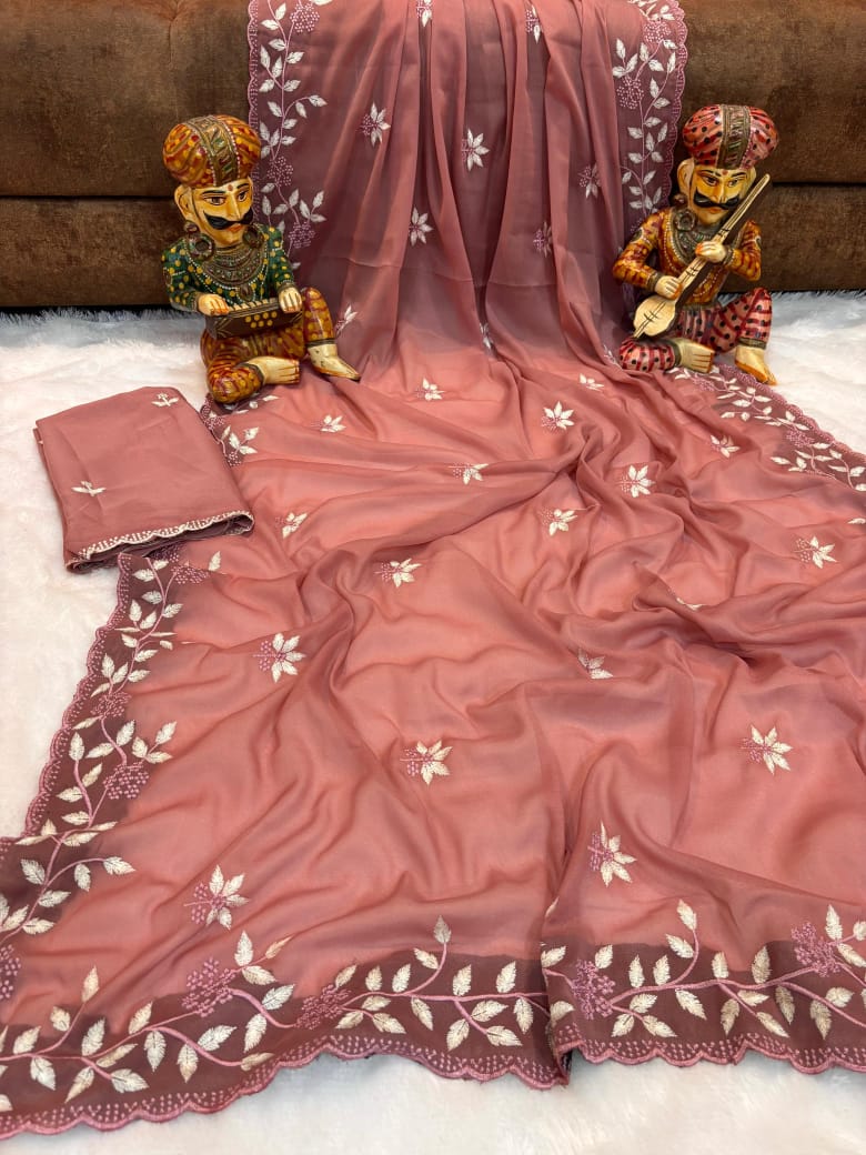 🌸 ZIVAAE Georgette Padding Saree — Graceful, Trendy & Bollywood-Inspired